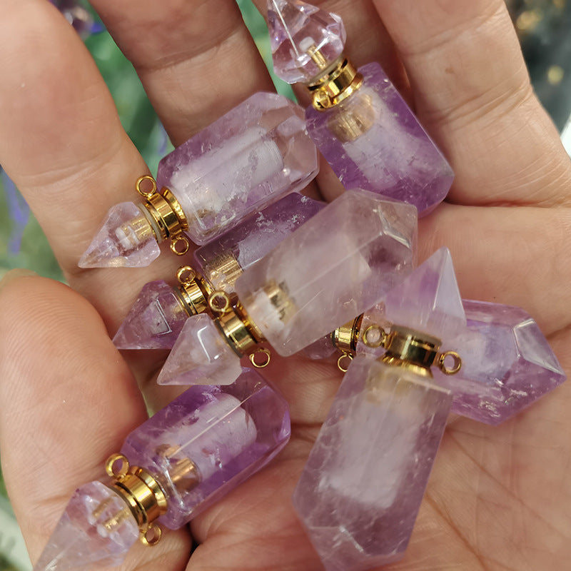 Natural Crystal Perfume Bottle Necklaces