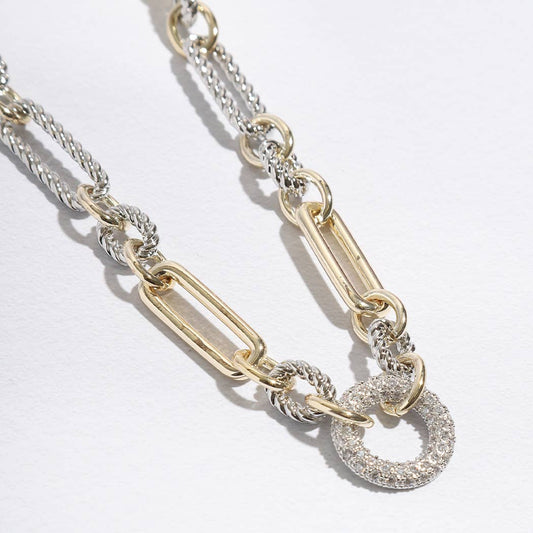 "Twisted Luxury" - Two-Tone Cable Twisted Wire CZ Necklace