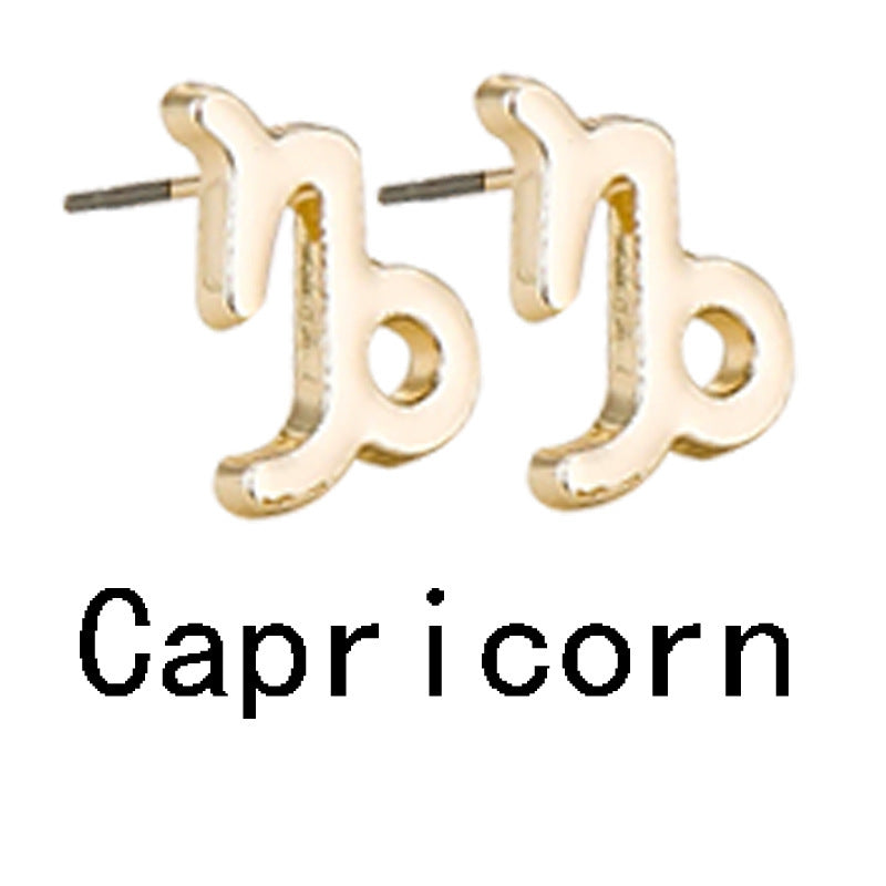 Zodiac Symbol Gold-plated Stud Earrings