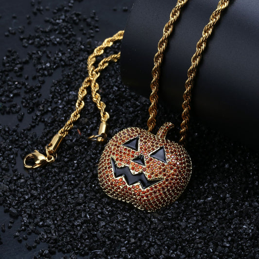 Jack-o-lantern Micro-inlaid Zircon Necklace
