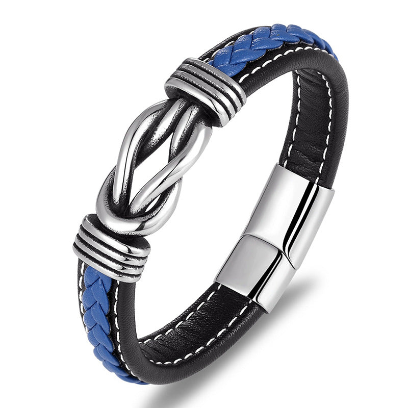 Stainless Steel Leather Cord Bracelet
