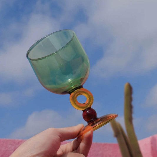 "Mint for Me" - Retro Beaded Goblet Borosilicate Glass