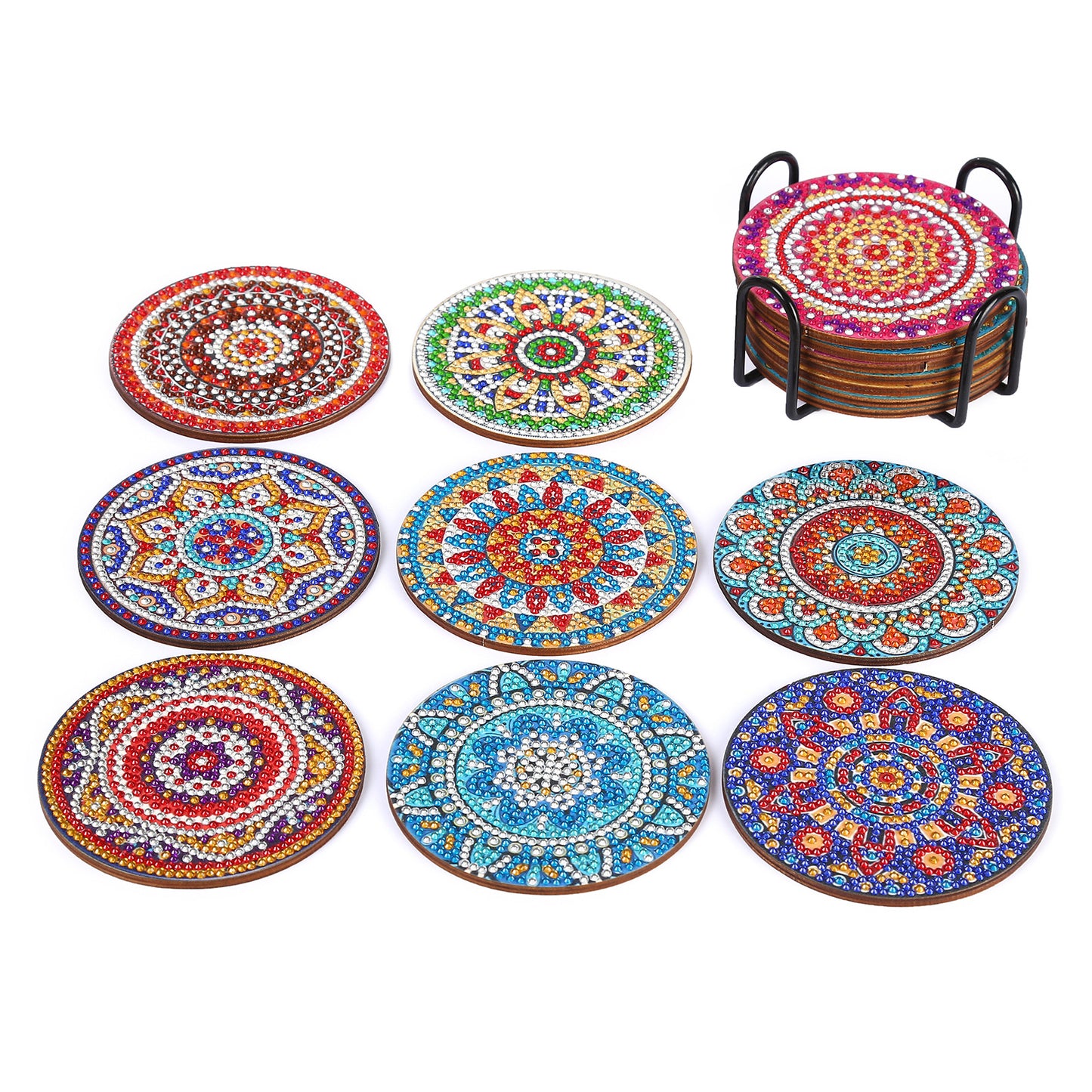 DIY Mandala Diamond Painting Coasters with Stand - 8 PCS