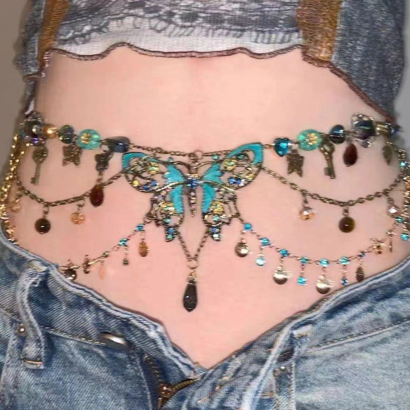 "Butterfly Deluxe" - Handmade Beaded Necklace and Waist Chain