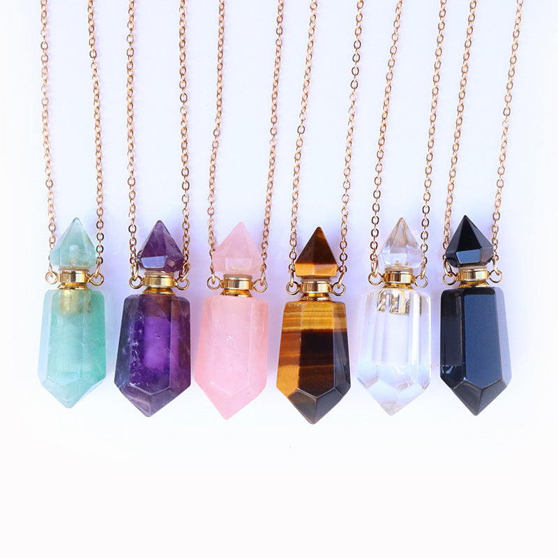 Natural Crystal Perfume Bottle Necklaces