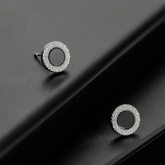 Black Silver-plated Stud Earrings