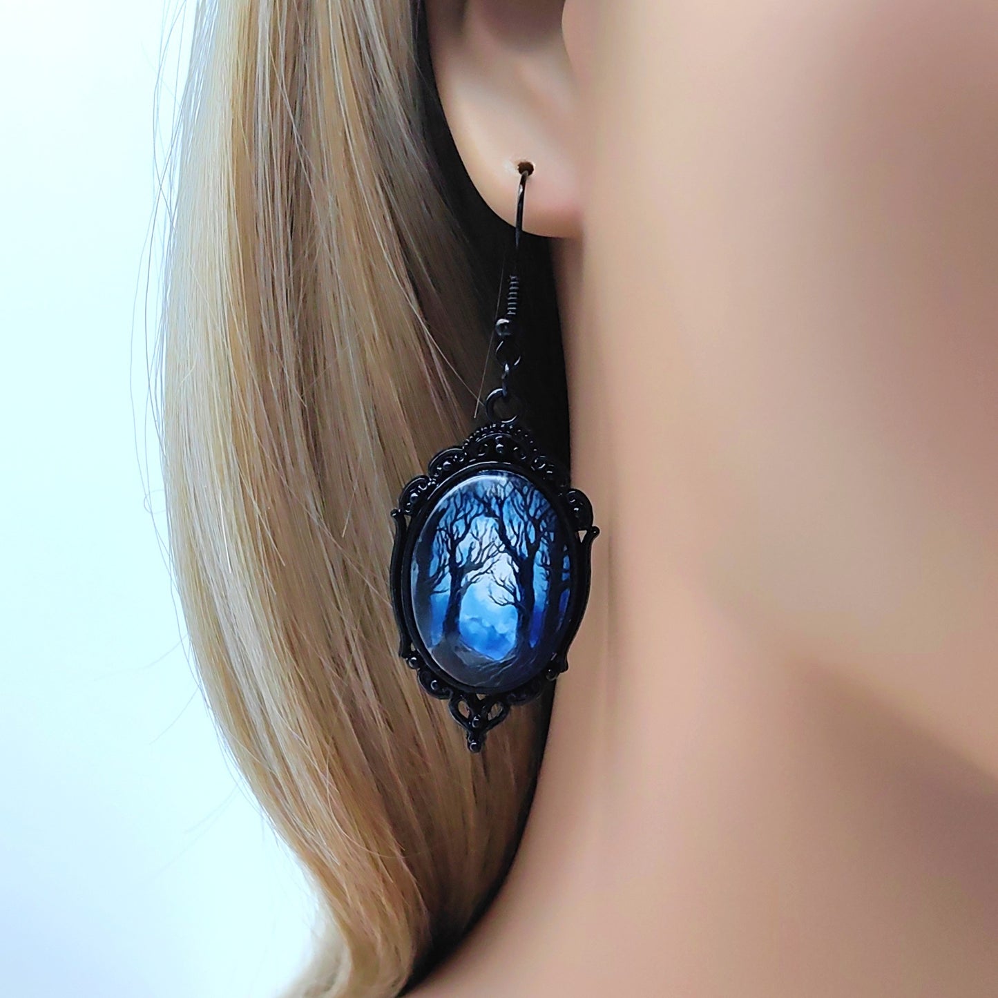 Vintage Halloween Tree Of Life And Witch Necklace and Earrings Sets