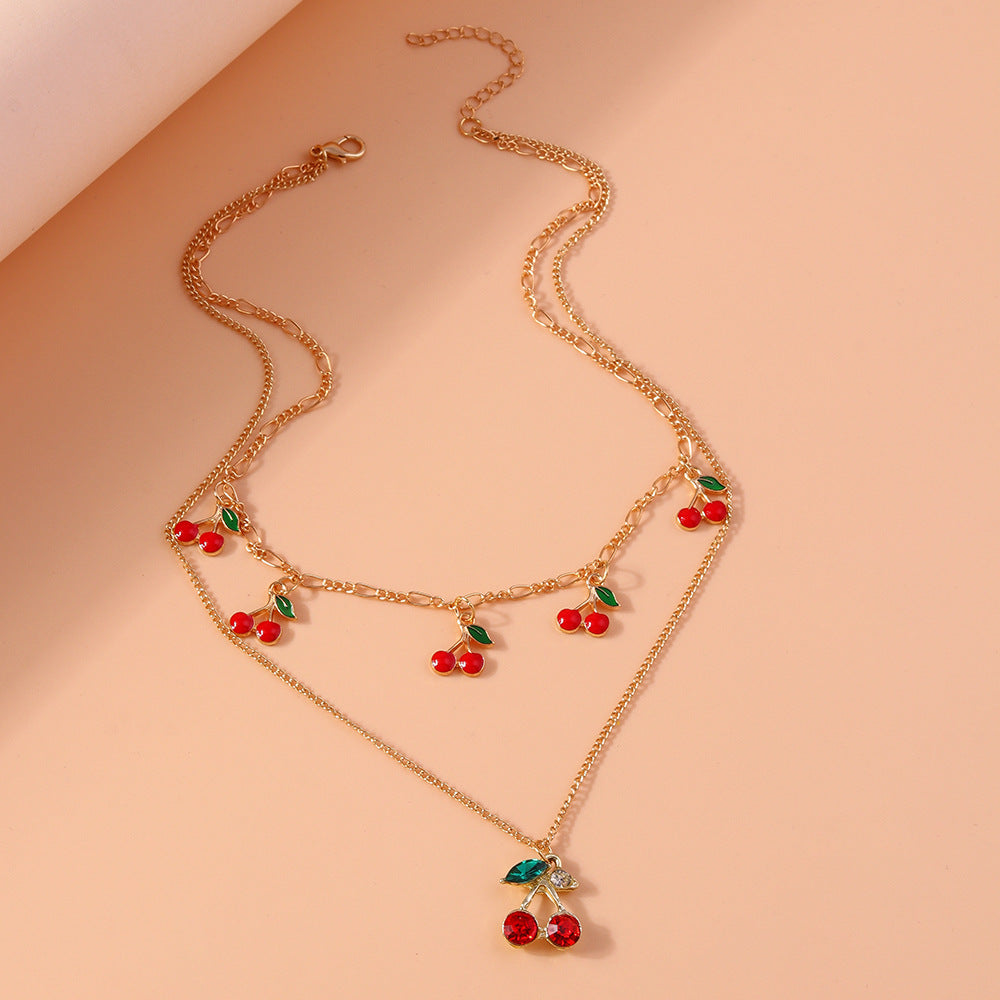 Double Layer Cherry Necklace