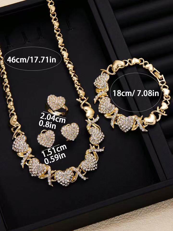 Bold Gold Hearts Electroplated Jewelry Set