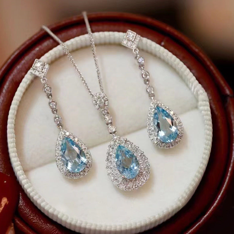 "Mermaid Tears" - Aquamarine Necklace/Earring set