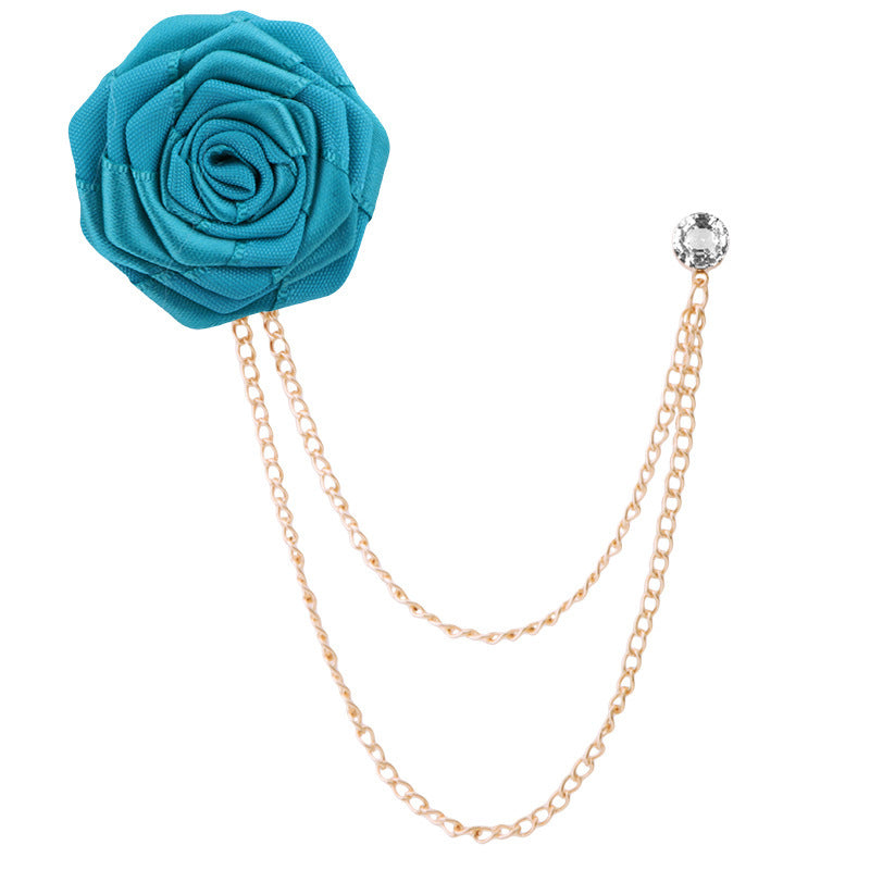 Handmade Rose Brooch Tassel for Men's Suit