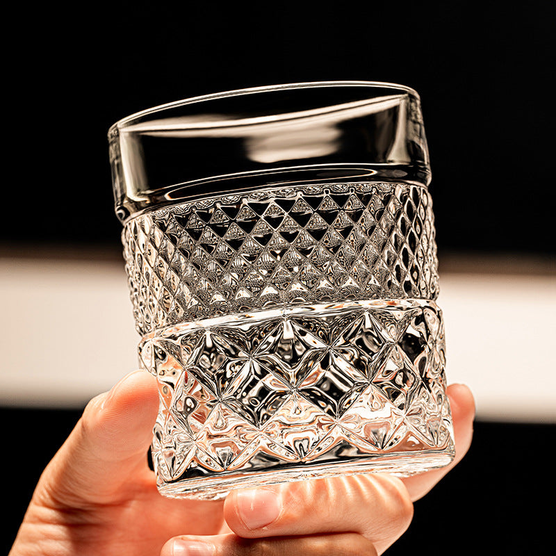 Italian Embossed Crystal Drinking Glass