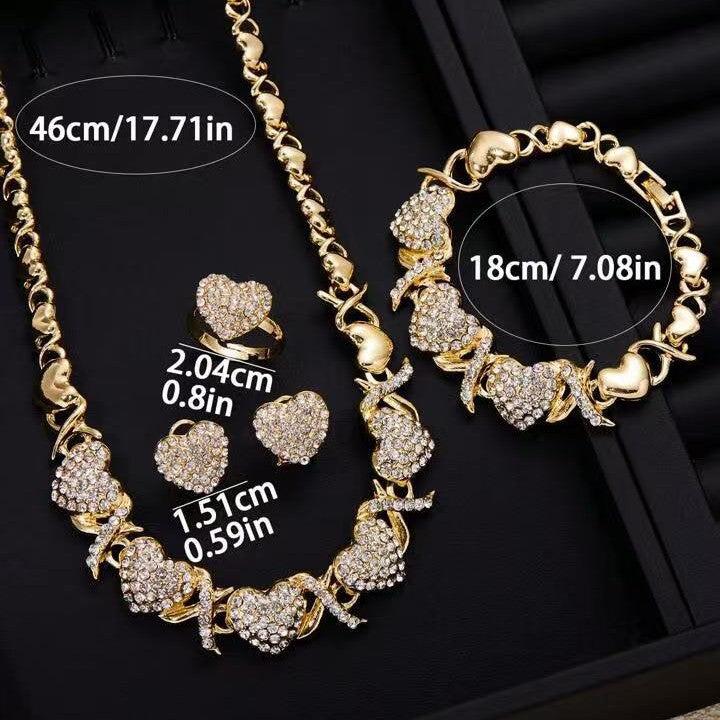 Bold Gold Hearts Electroplated Jewelry Set