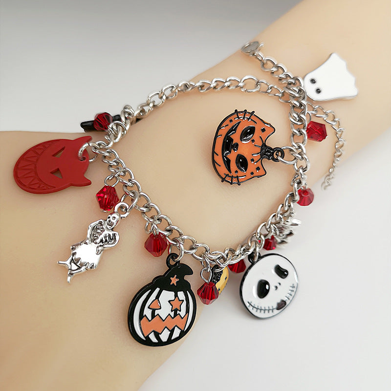 Pumpkin Skull Ghost Halloween Charm Bracelet
