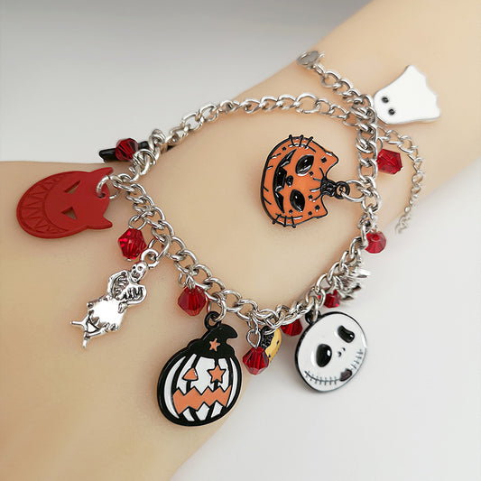 Pumpkin Skull Ghost Halloween Charm Bracelet