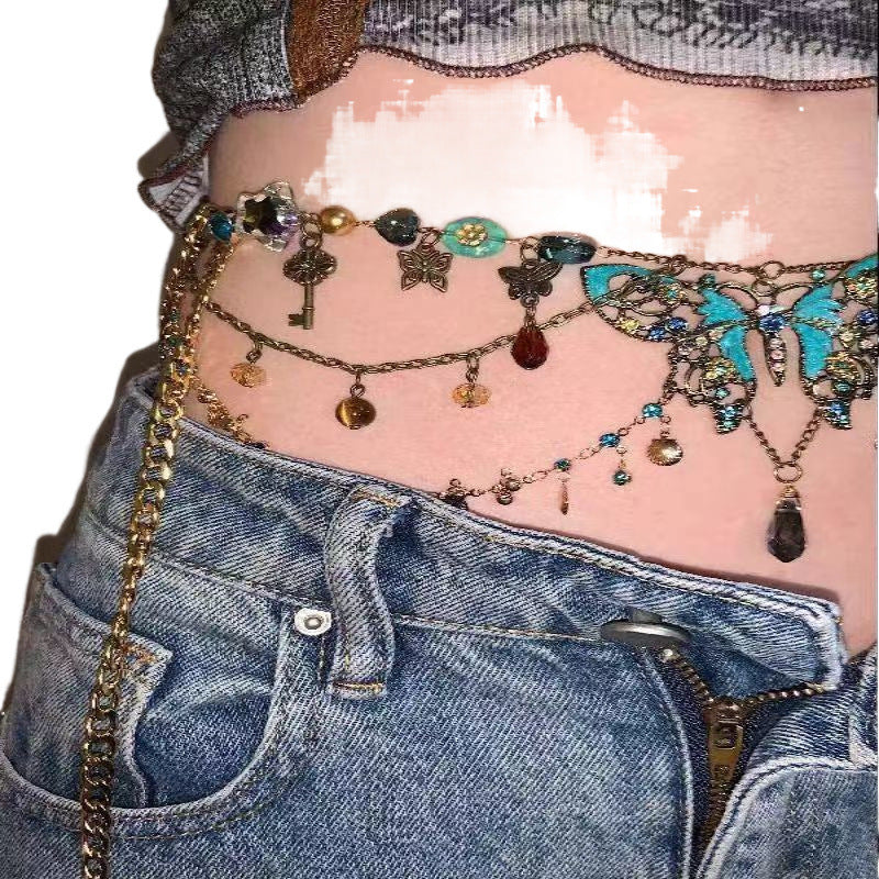 "Butterfly Deluxe" - Handmade Beaded Necklace and Waist Chain