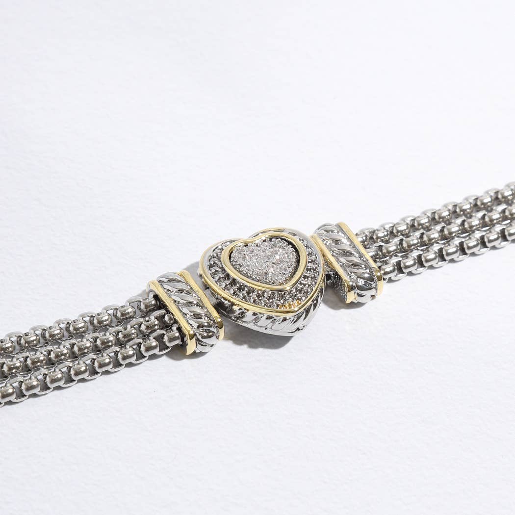 "Loving Heart" -  CZ Stone Magnetic Bracelet