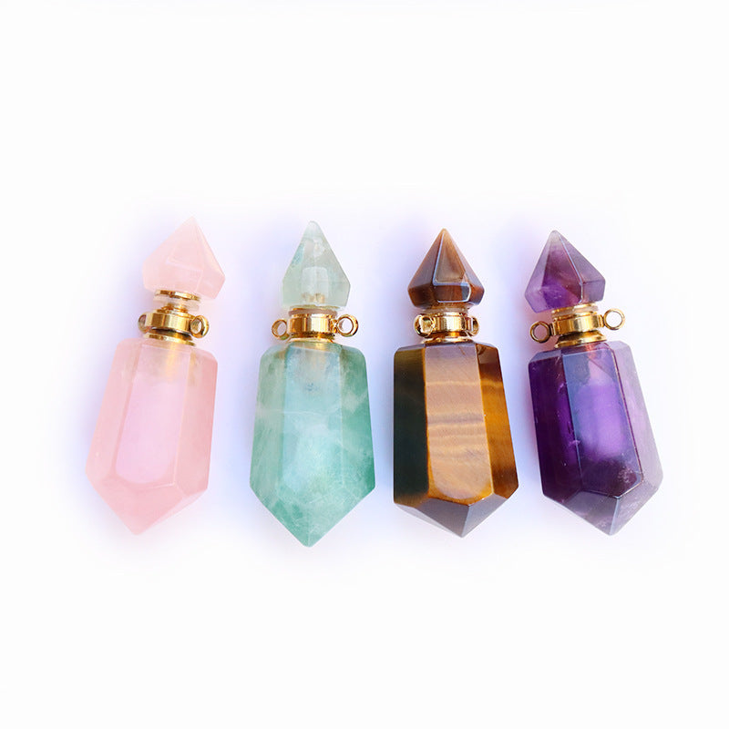 Natural Crystal Perfume Bottle Necklaces
