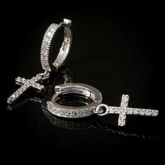 Sparkling Anhk Cross Earrings