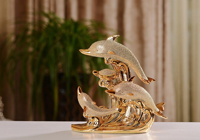 Ceramic-plated Dolphin Bay Figurine