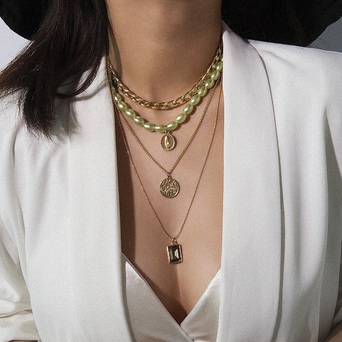 "Because I Can" - Retro Portrait Necklace/Sweater Chain