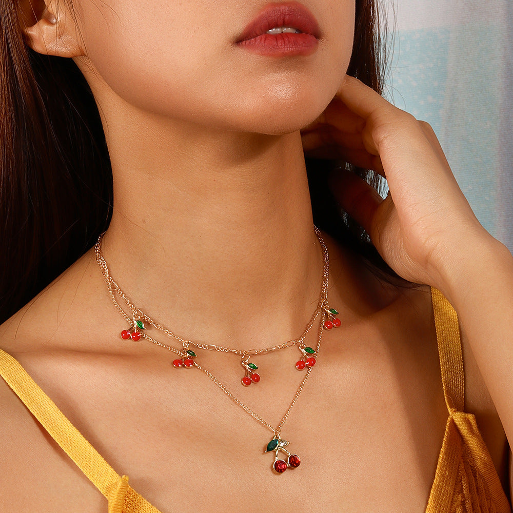 Double Layer Cherry Necklace