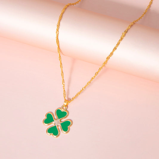 "Luck of the Clover" - Enamel  Necklace