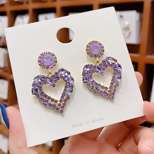 Temperament Crystal Love Earrings