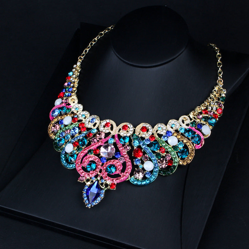 Multicolor Crystal Necklace Earring Set