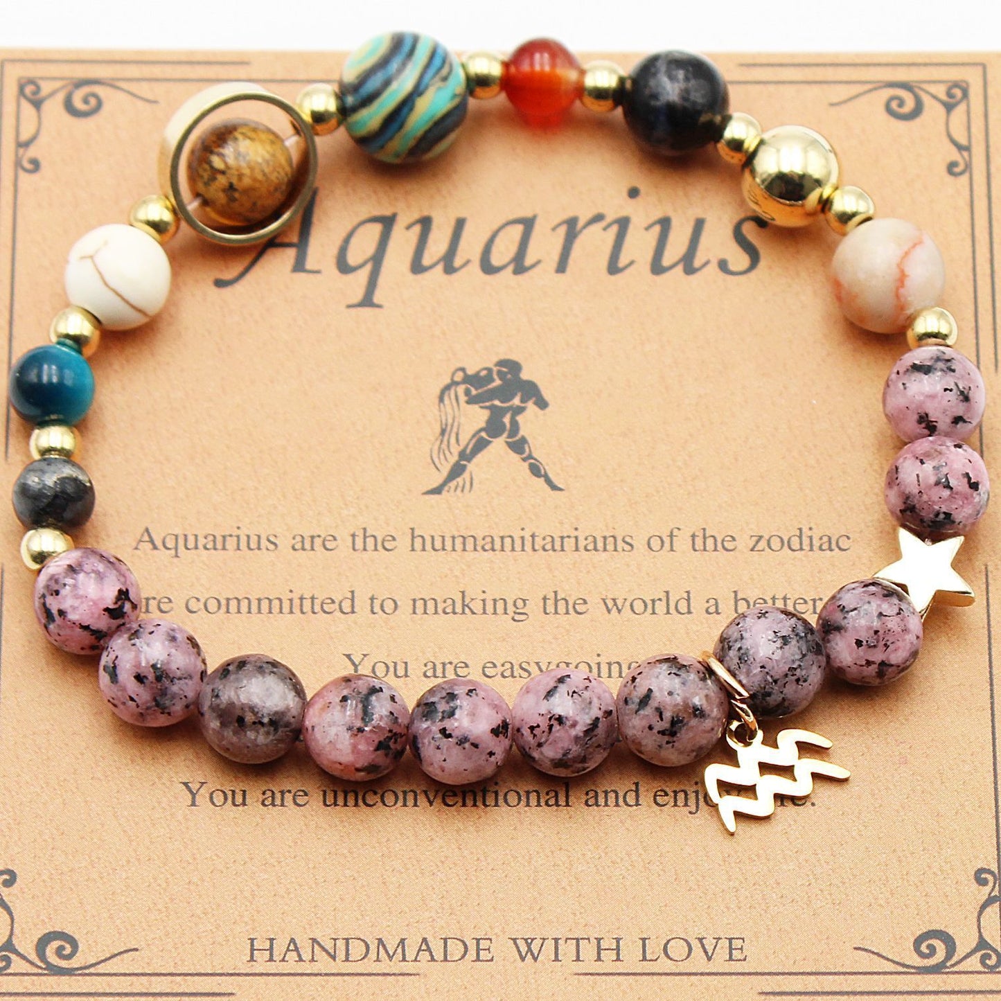 "Beads of Zodiac" - Natural Hemp Stone Bracelet