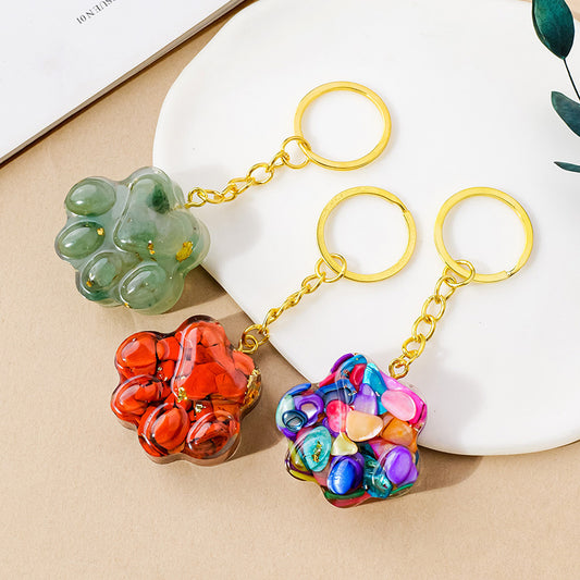 Natural Crystal Cat's Paw Keychain