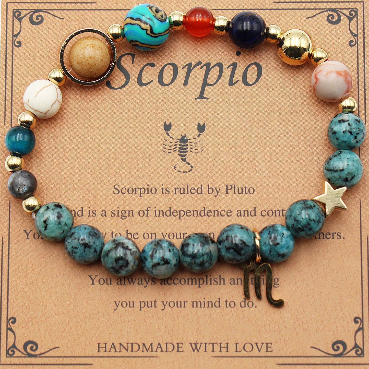 "Beads of Zodiac" - Natural Hemp Stone Bracelet