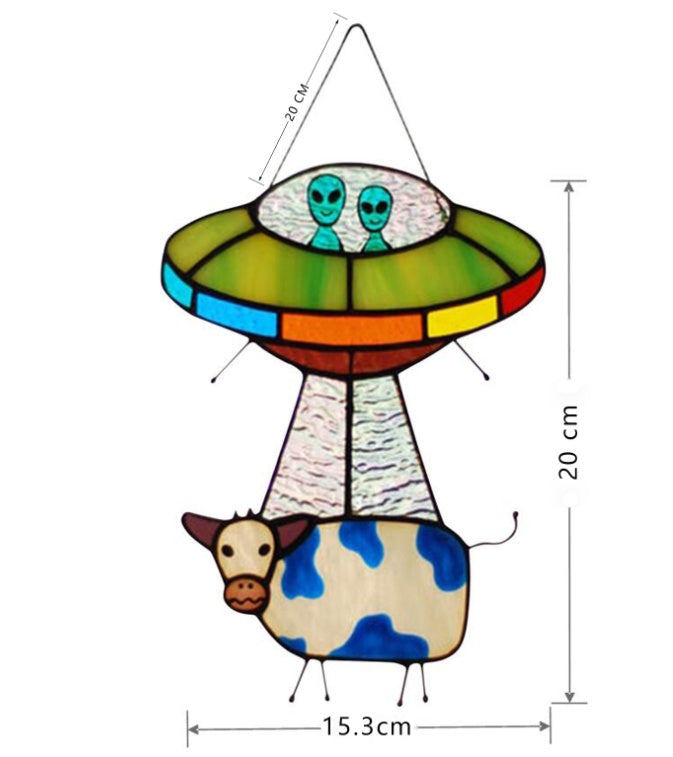 "Abducted Cow" - Suncatcher for Home and Garden