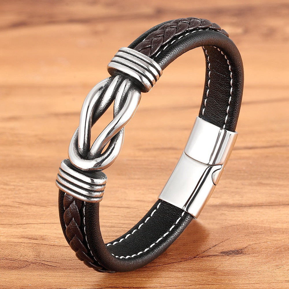 Stainless Steel Leather Cord Bracelet