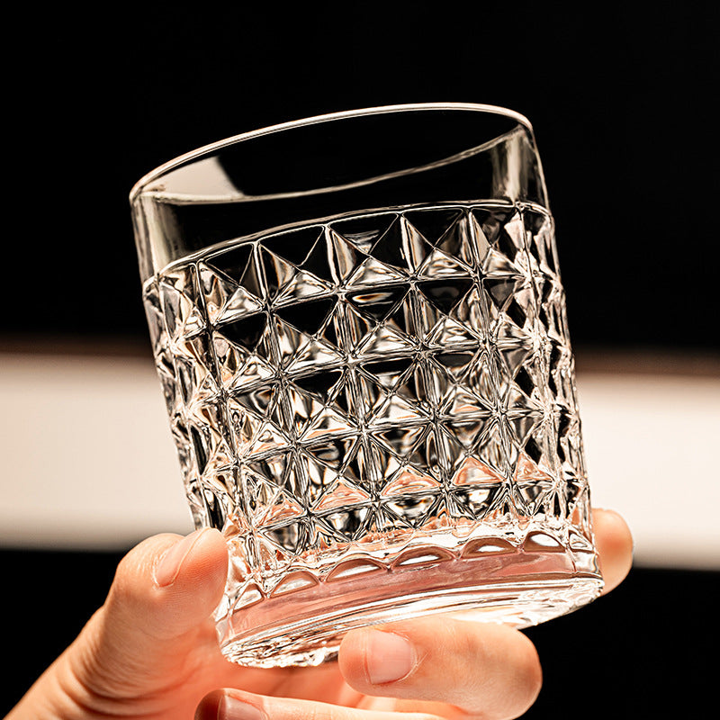 Italian Embossed Crystal Drinking Glass