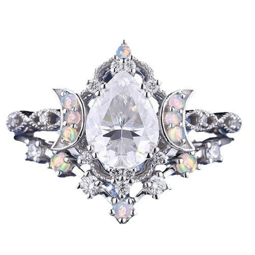 Zircon Water Drop Moonstone Ring