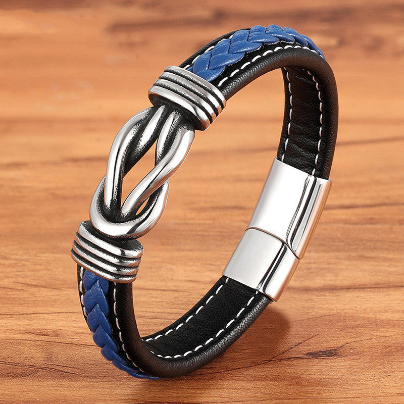Stainless Steel Leather Cord Bracelet