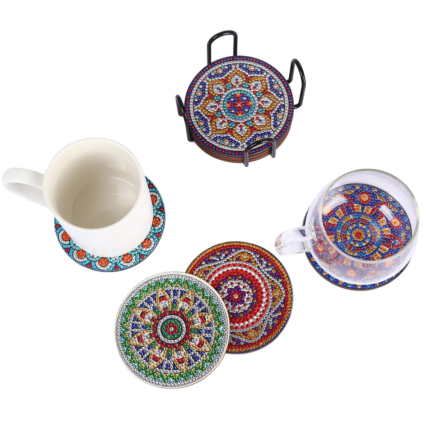 DIY Mandala Diamond Painting Coasters with Stand - 8 PCS