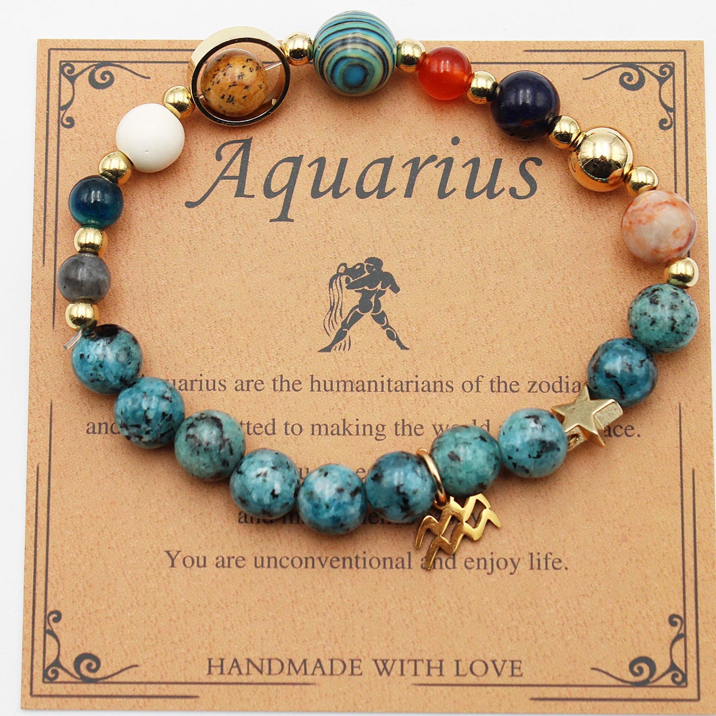 "Beads of Zodiac" - Natural Hemp Stone Bracelet