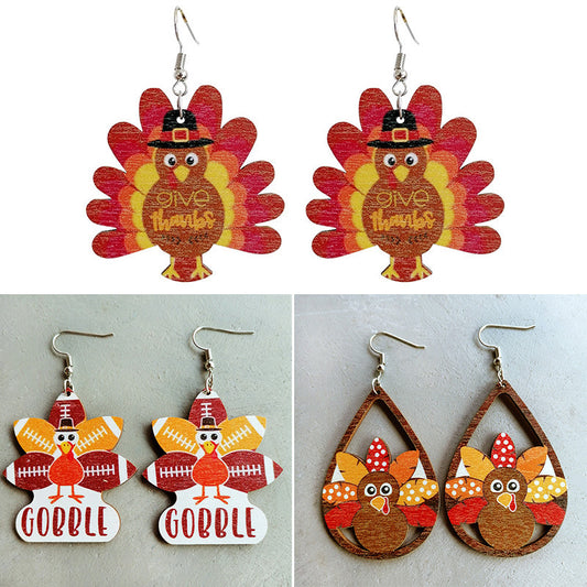 Wooden Thanksgiving Earrings