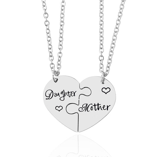 "Mom's Puzzle"- Daughter/ Mother Heart Puzzle  Pendant Necklace