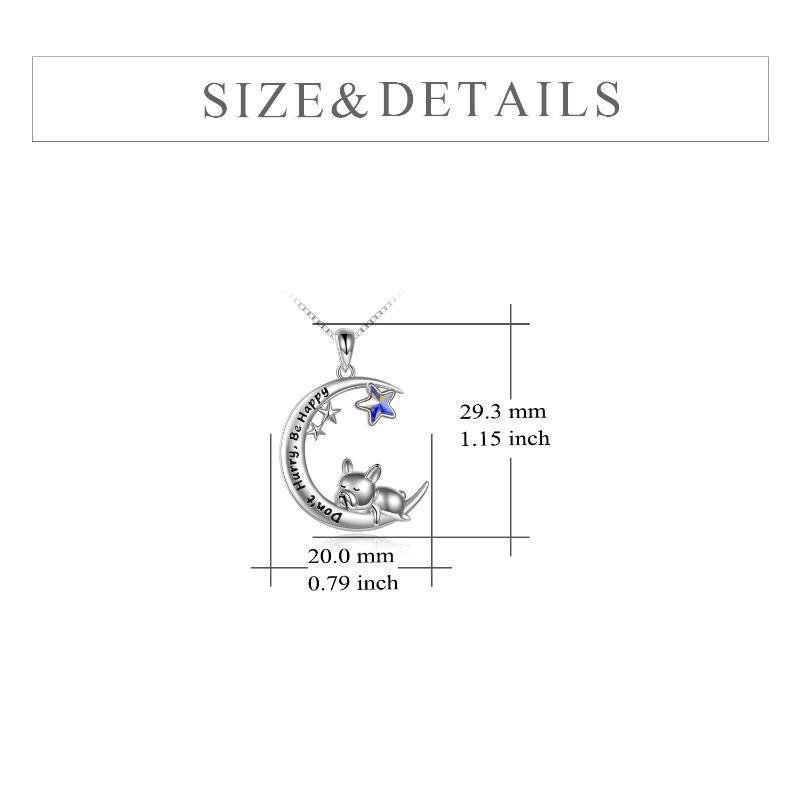 "Don't Hurry, Be Happy" - French Bulldog Moon Pendant Necklace