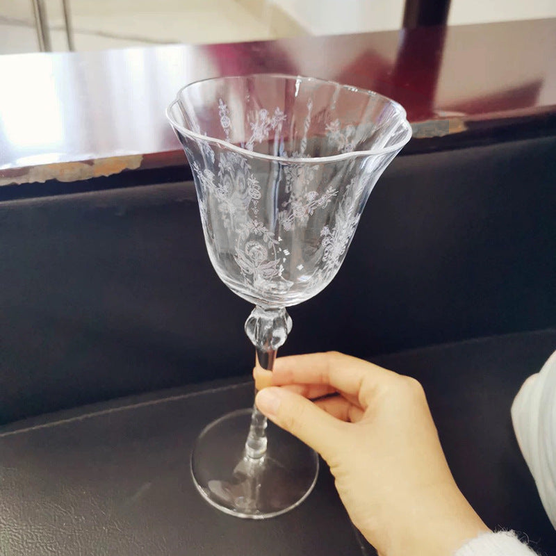 "Saint Garden" - Medieval Crystal Glass Etched Goblet