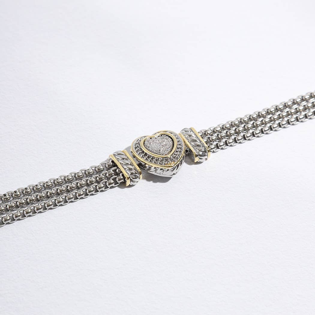 "Loving Heart" -  CZ Stone Magnetic Bracelet