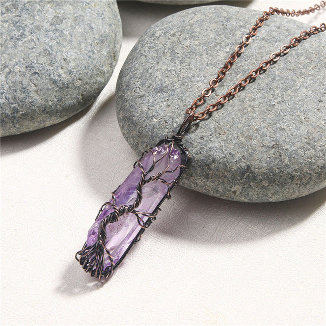 Natural Crystal Copper Wire Necklace For Women And Men