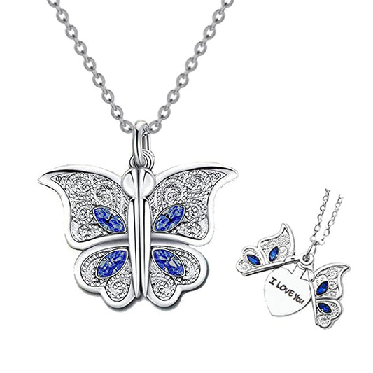 "I Love You" - Butterfly Locket Necklace