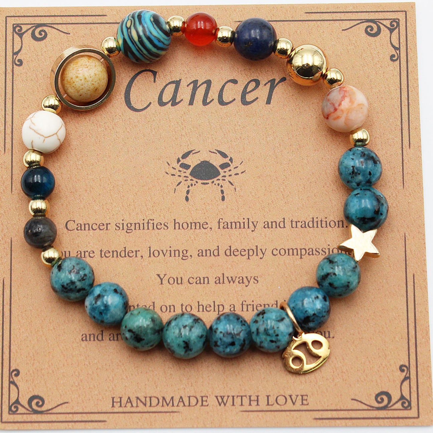 "Beads of Zodiac" - Natural Hemp Stone Bracelet
