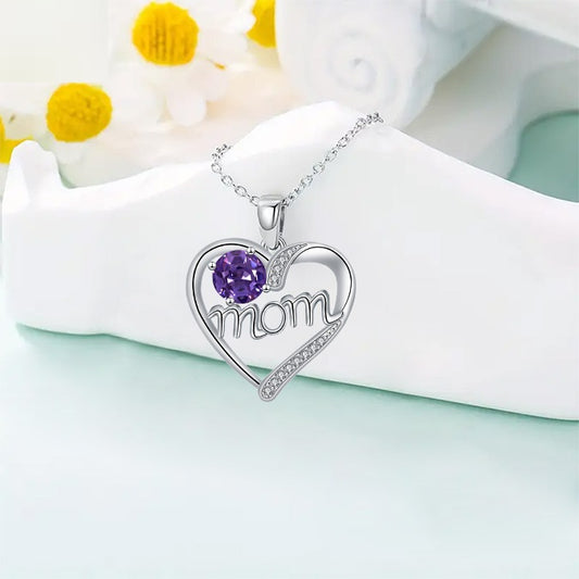 "MOM" - Heart-shaped Simulated Stone Necklaces