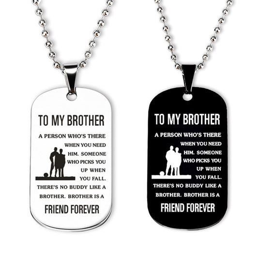 "To My Brother" - Stainless Steel Military Keychain and Necklace