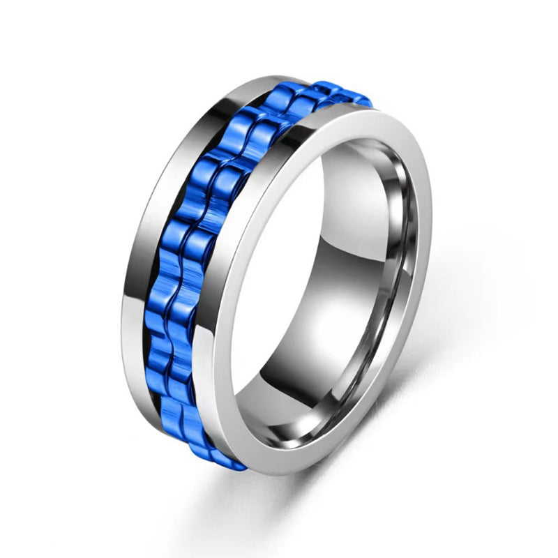 Titanium Steel Anxiety Spinner Square Texture Ring